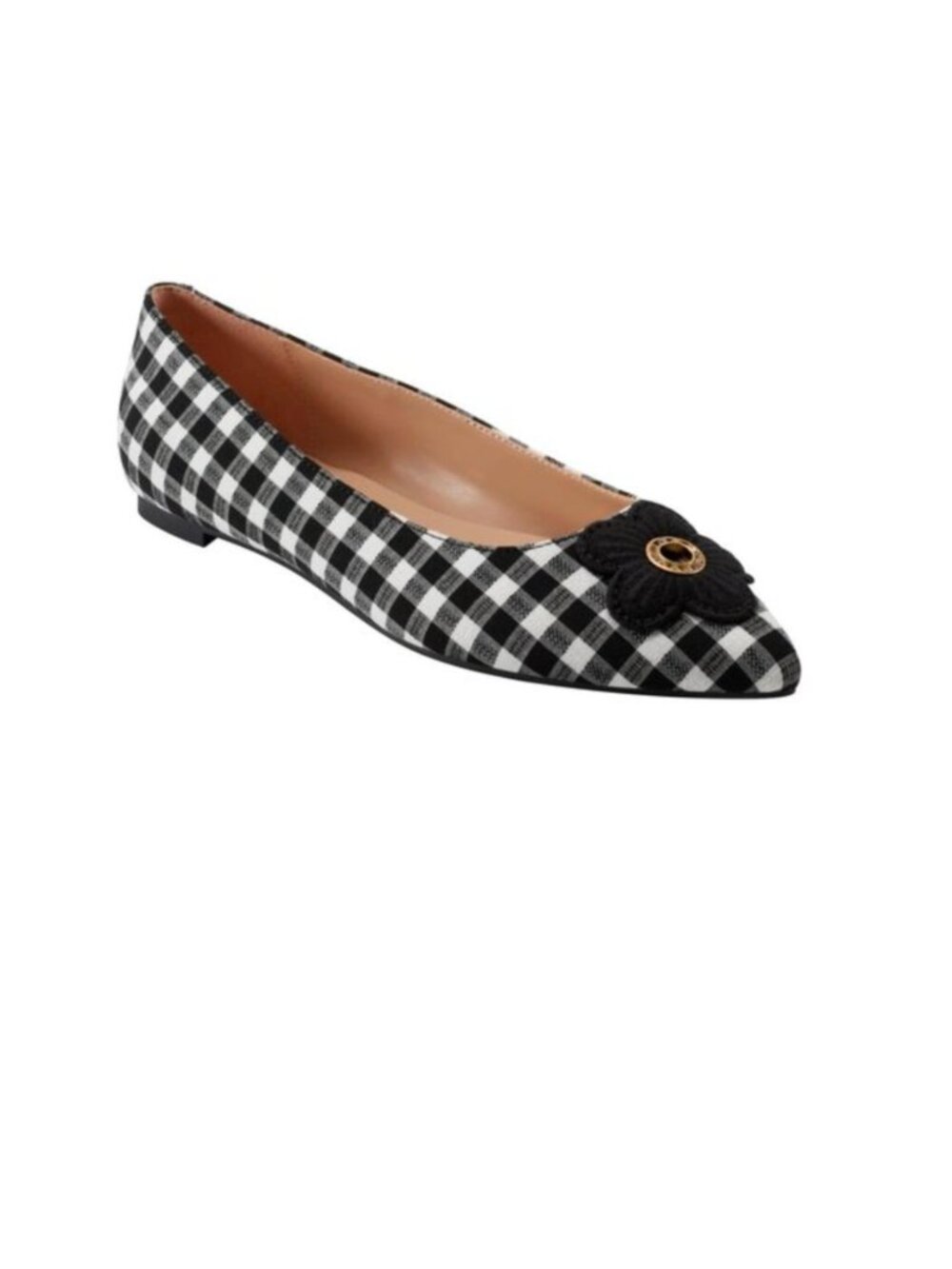 NEW Bandolino Starry Embellished Flower Slip-On Flats Black White Gingham 9.5
